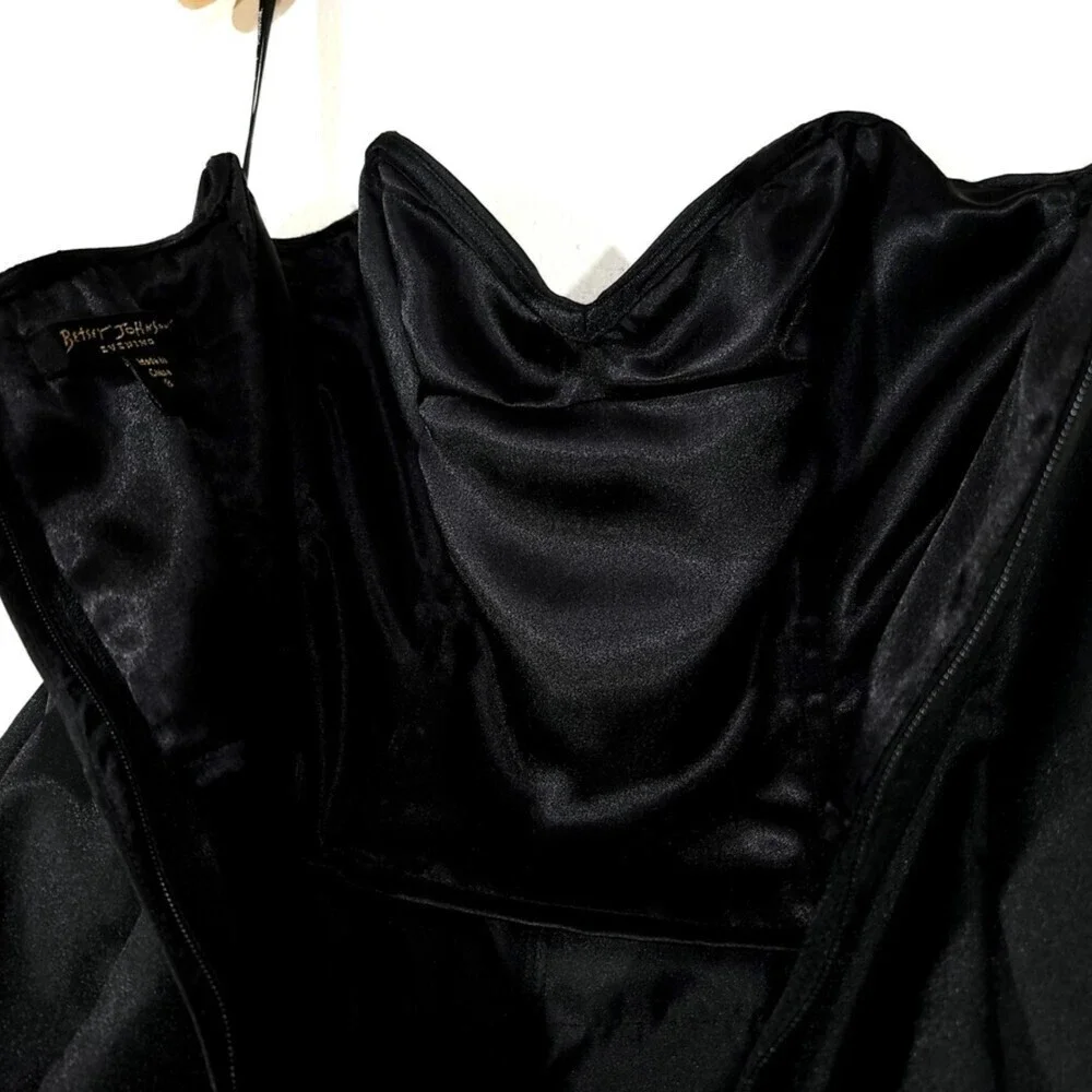 NEW Betsey Johnson Dahlia Whimsigoth Ruffle Tier Mini Dress Sequin Black Satin 8 - Picture 10 of 11